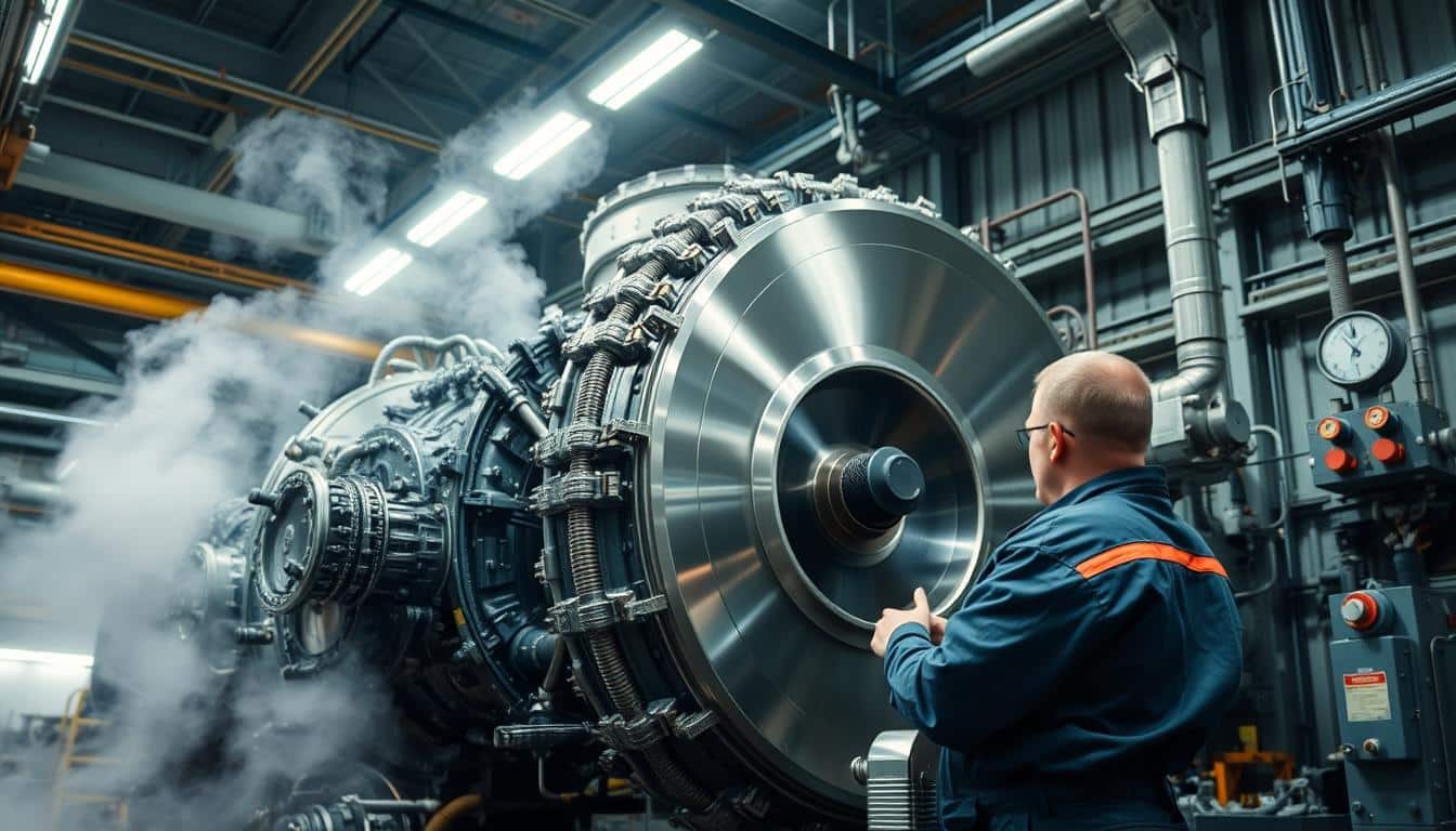 Technician Working On Steam Turbine Technician Working On Steam Turbine
