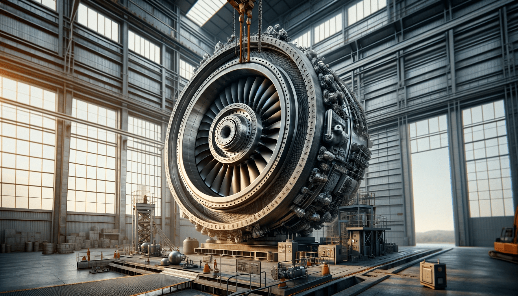 Large Gas Turbine Rotor Being Balanced Large Gas Turbine Rotor Being Balanced