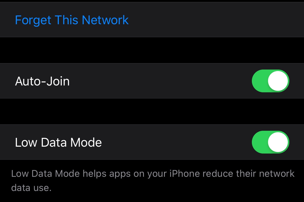 Low Data Mode iOS 13